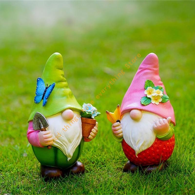 Adorno de Enano para Jardín Exterior Gnome Manualidad de Resina Regalo Decoración de Patio Jardín 55KF