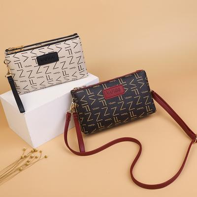 Women's Bag Printed One Shoulder Crossbody Bag Fashion Casual Mobile Phone Bag Double Zipper Wallet