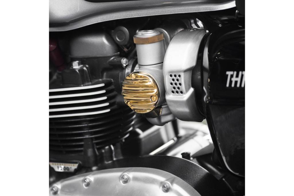 Motone MMU508 Bonneville T120 Throttle Body Cover Saxton/R/RS Bobber Rib Brass Forged