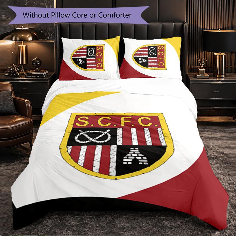 Stoke City Football 3 Piece Bedding Set Soft Duvet Cover Set with Pillowcases Printed Bedroom Decor Set for Home