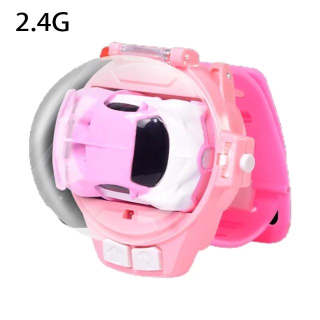 

2.4G Mini RC Car Watch Toy LED Light Electric Induction Watch Plush Bunny Dog Crab RC Car Boys and Girls Toy Gift розовый