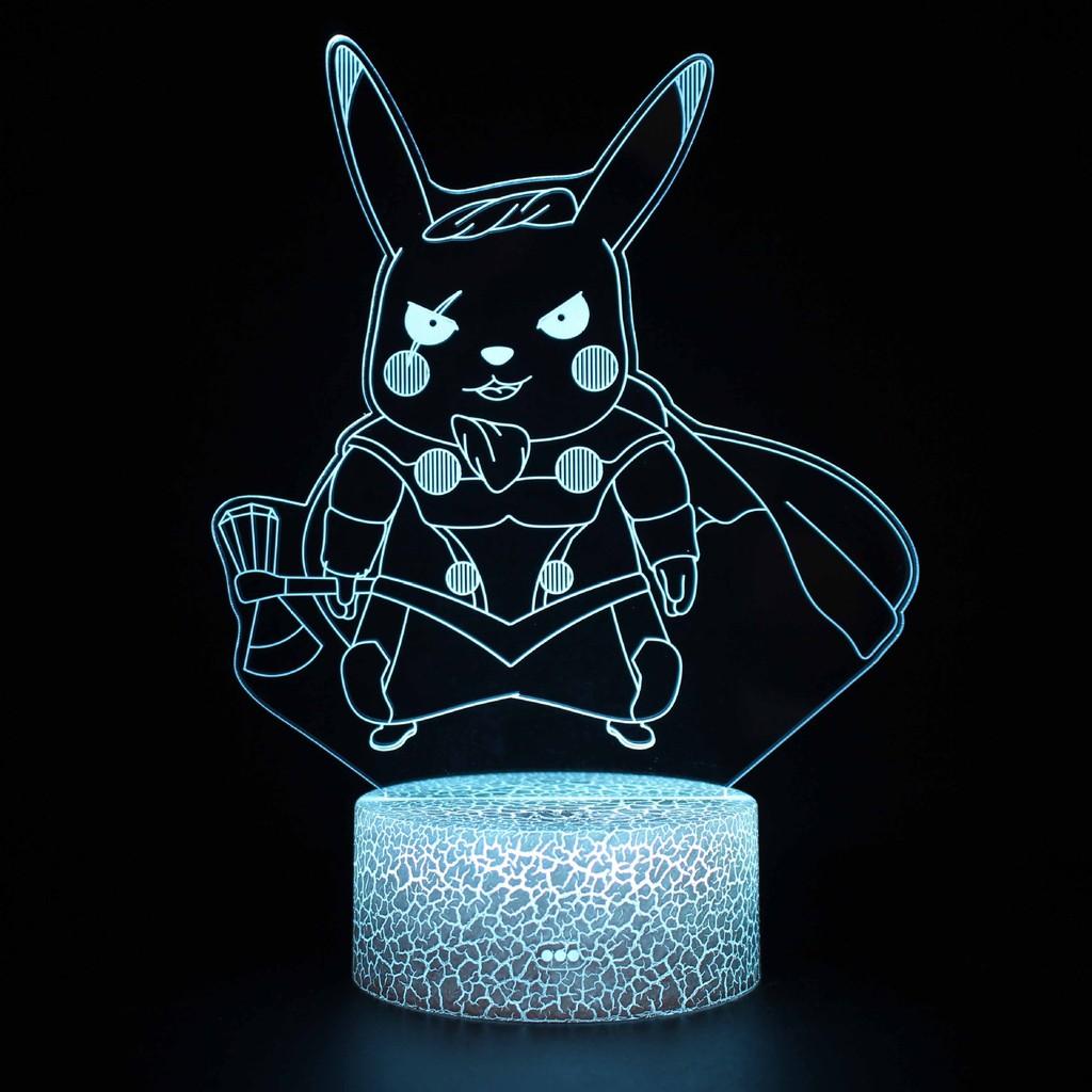 Pikachu Led Night Light 3d Illusion Lamp Bedside Kids Gifts Bedroom