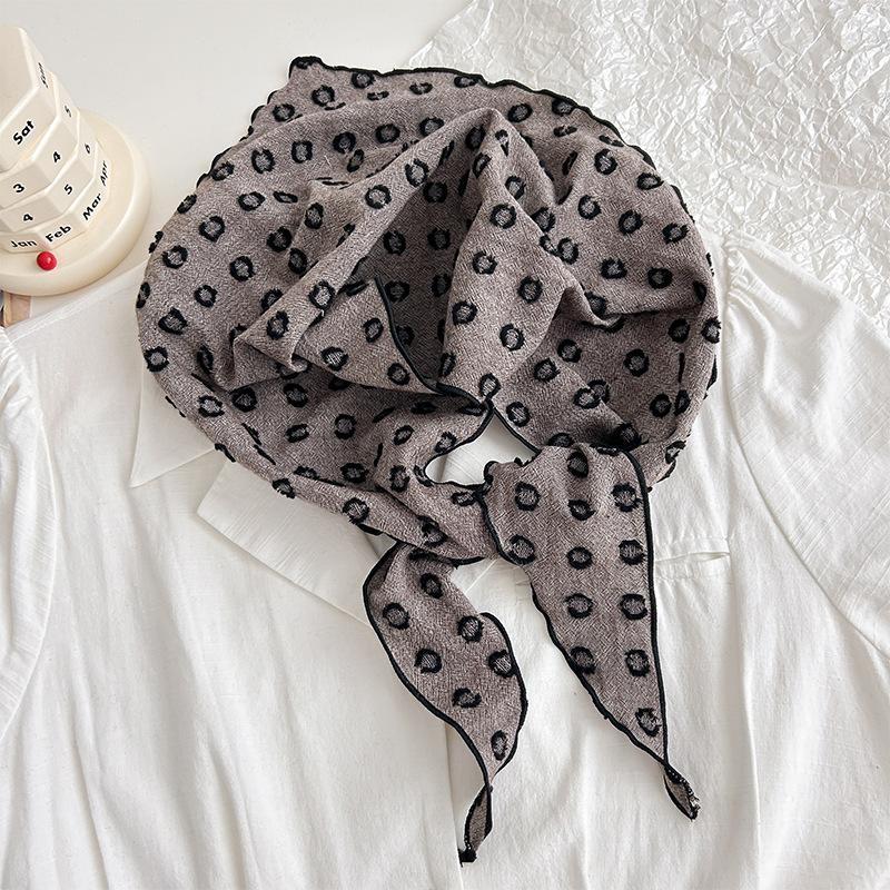 Spring and summer French retro cotton and linen headscarf silk scarf summer thin small neck scarf ribbon headband polka dot headscarf versatile one size fits all