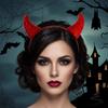 Stoff Kuhhorn Haarband Glitzer Horn Haarspangen Süßer Halloween Haarreif für Erwachsene