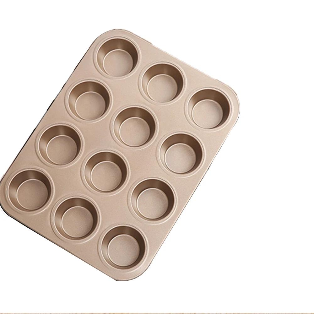 Stampo per Torta a 6/12 Fori Stampo per Muffin Cupcake Stampo Fai da Te Antiaderente Pirofila Acciaio al Carbonio Teglie da Forno per Cucina Utensile per Pasticceria