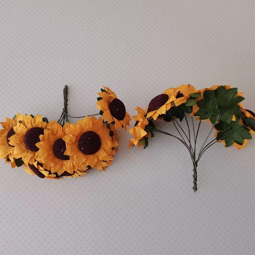 

100pcs Handmade Artificial Sunflower Paper Flower DIY Bouquets Fake Flower Wedding оранжевый