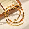 Vintage Natural Brown Tiger Eye Stone Necklace Choker for Women, Adjustable Beaded Chain, Stack Jewelry