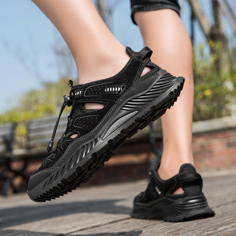 Mens Leather Beach Sandals Quick Dry Water Shoes Non Slip Summer Outdoor Walking Flip Flop Cool Casual Sandalias Man Beach Flats