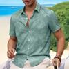 Camisa Masculina de Manga Curta com Botões Estampa Folha de Palmeira Tropical 2026, Camisa Casual de Verão Estilo Praia Casual