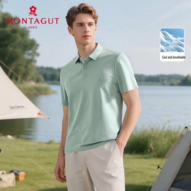 MONTAGUT Men's Summer Waffle Knit Polo Shirt