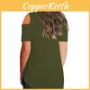 Elegante Damen Cold Shoulder Locker sitzende Oberteile Criss Cross Kurzarm T-Shirt Bluse
