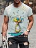 Fun Animal Pattern 3D Printed T-shirt for Men, Loose Fitting Harajuku Round Neck Clothing, Summer Fashion Casual Short Sleeved Tops
