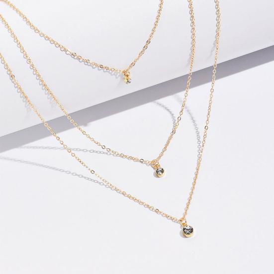 Colier pentru femei pandantiv rotund cu strasuri, reglabil în trei straturi, cu lungime extinsă, pentru petrecerea de absolvire, pentru gât, bijuterii, colier de nuntă