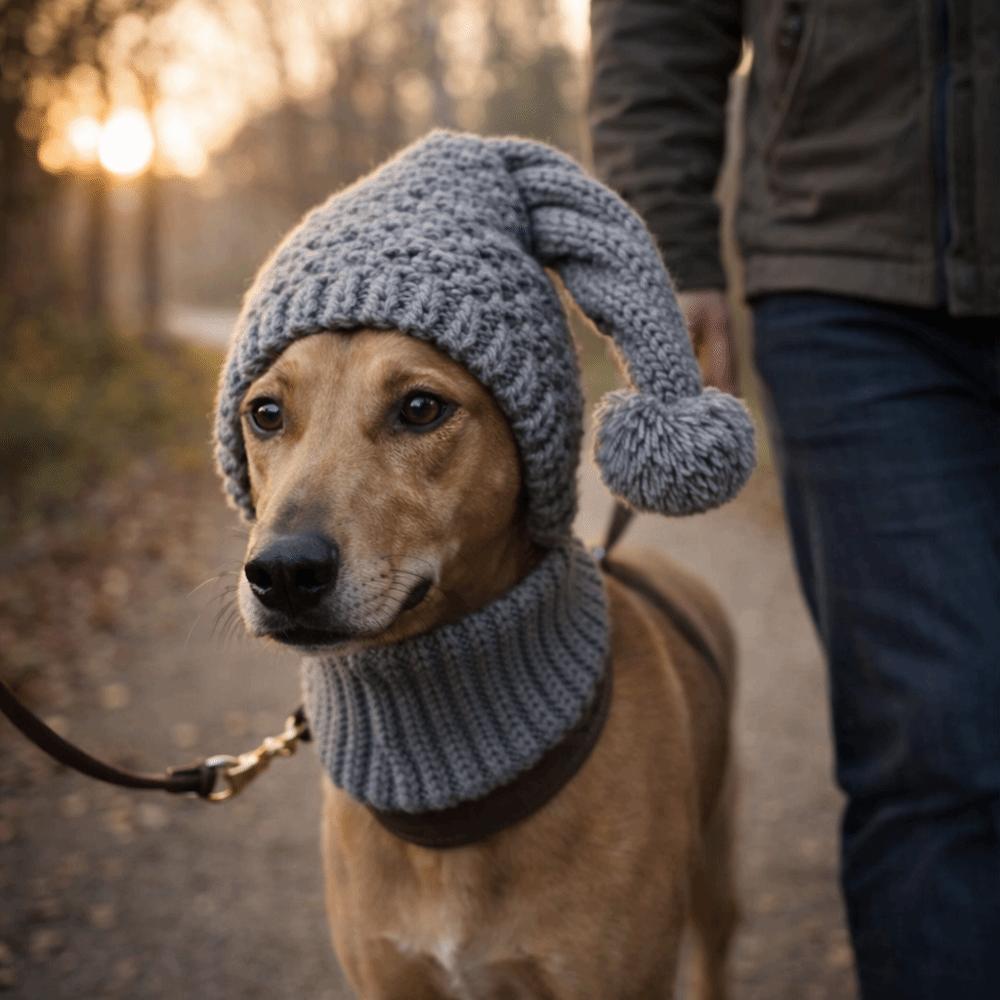 Sombrero de Punto Transpirable Elástico para Perro Cubre Orejas Acogedor Envoltura para Cabeza de Mascota con Bola Calentador para Cuello y Cabeza Protector Uso Diario