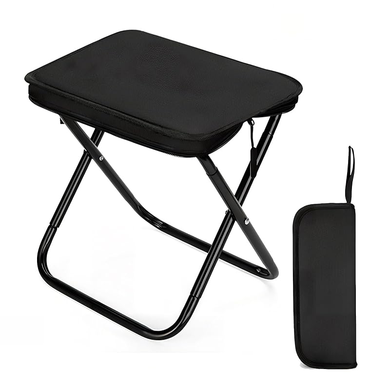 

folding chair outdoor chair camping chair 3 colors folding chair compact camping chair mini size black (black)