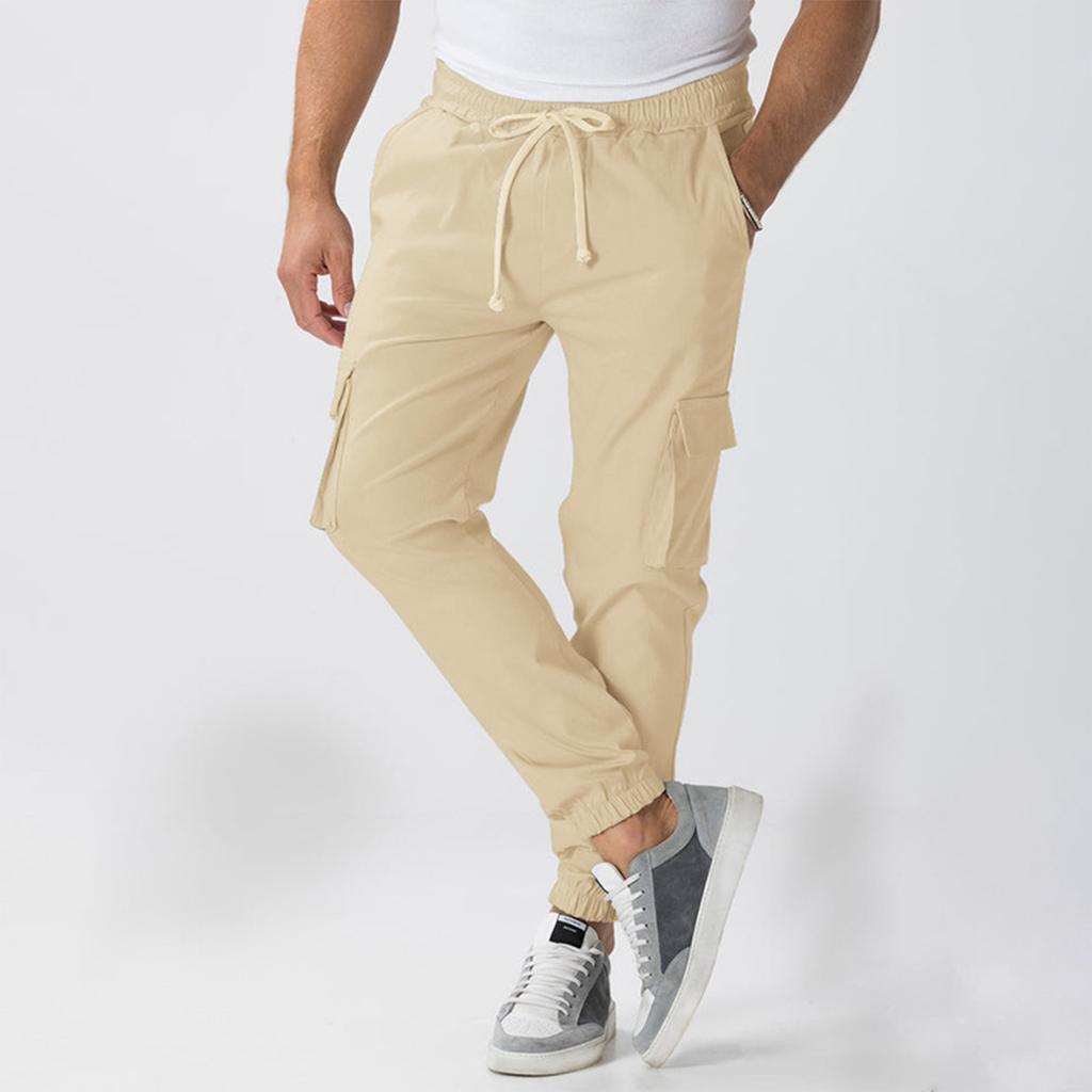 Men'S Multi Pocket Loose Pants With Drawstring Waist Fashionable Pants