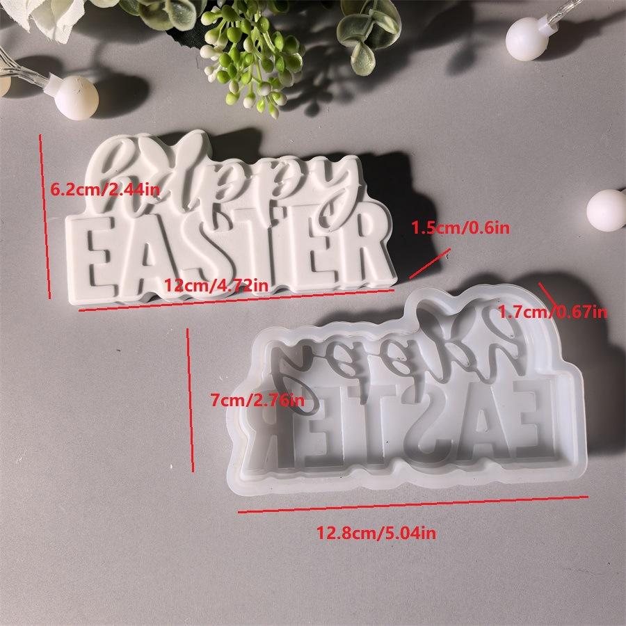 

Rabbit Easter Letter Candle Silicone Mold Cute Rabbit Easter Gypsum Dropping Pendant Mold білий