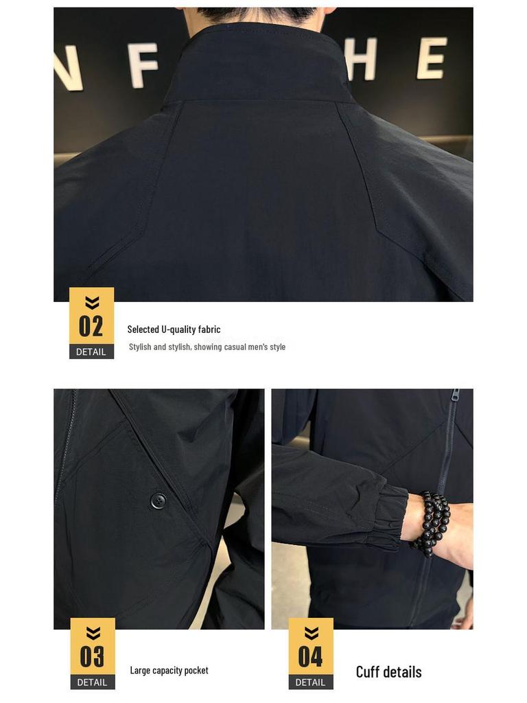 Men's Trendy Stand-Up Collar Workwear Jacket - Autumn Korean Style Casual Outerwear