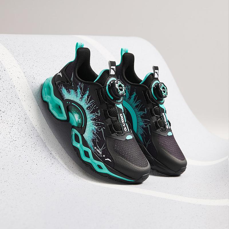 Anta Kids Energy Ring 10.0 Trendy Cool Non-Slip Durable Low-Top Running Shoes Men running shoes Black Fluorescent-Water-Green 312445588-5