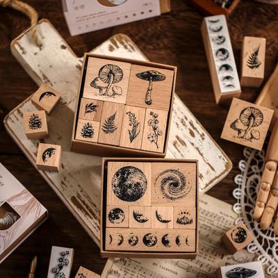 Sig. Set di timbri romantici retrò in carta: 7 Pezzi per Decorazione Diario Fai-da-te, 2 Stili Disponibili.