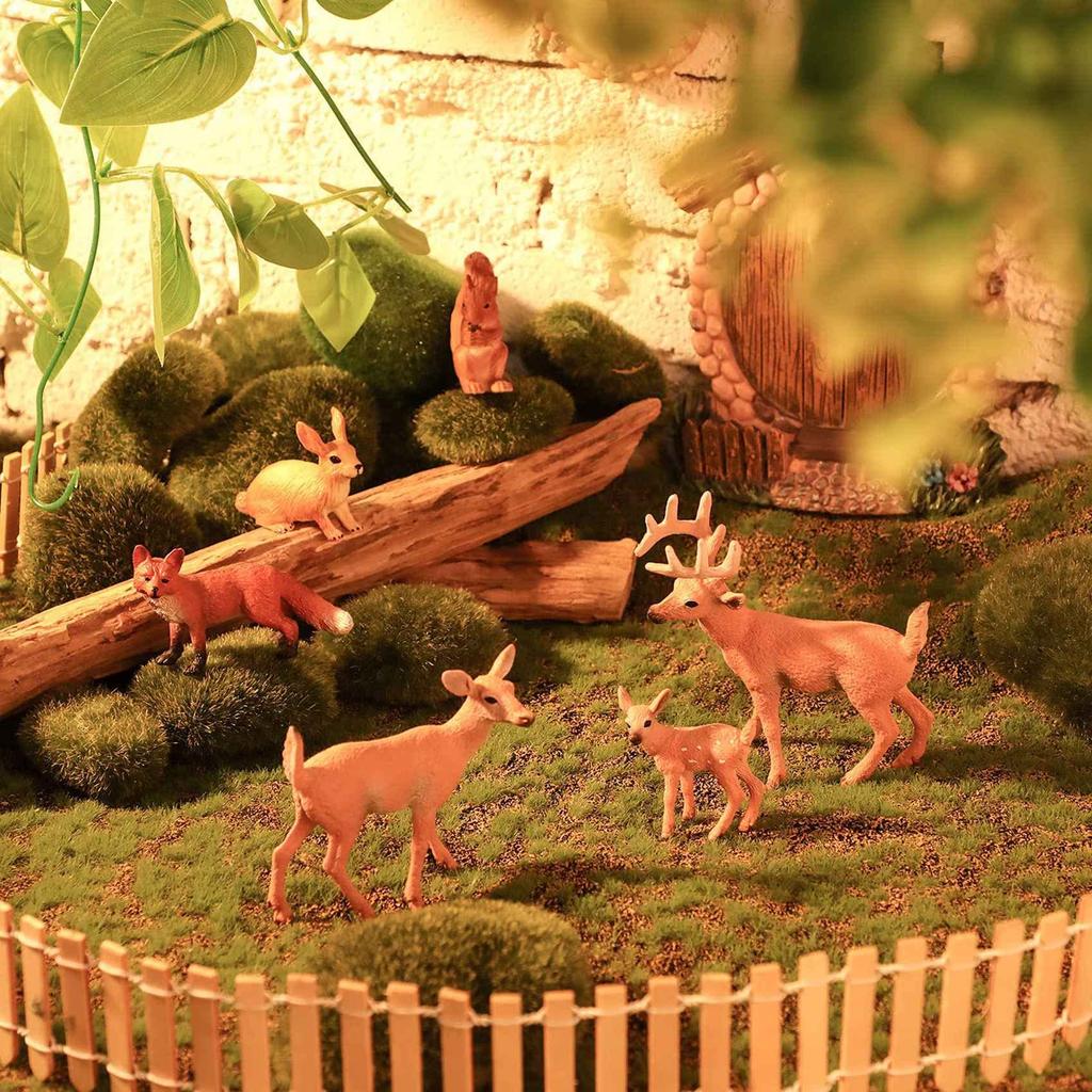 Ahvqevn 6 Pieces Forest Animal Figurines Forest Creatures Figurines Squirrels Deer Rabbits Family Figurines Miniature Toys