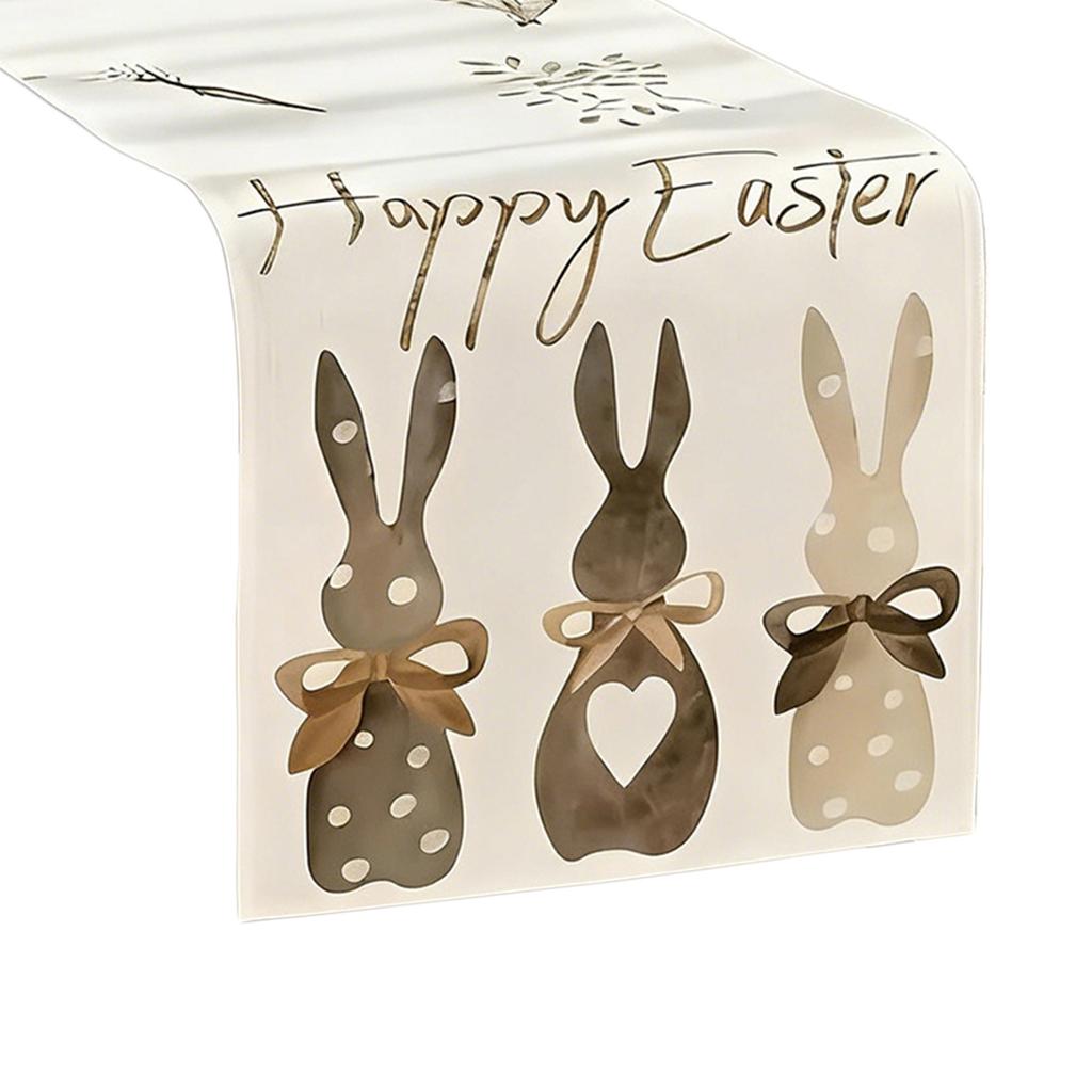 Easter Bunny Egg Table Runner Reusable Household Decoration Plate Mat Rectangular Linen Table Cloth for Home Restaurant Party
