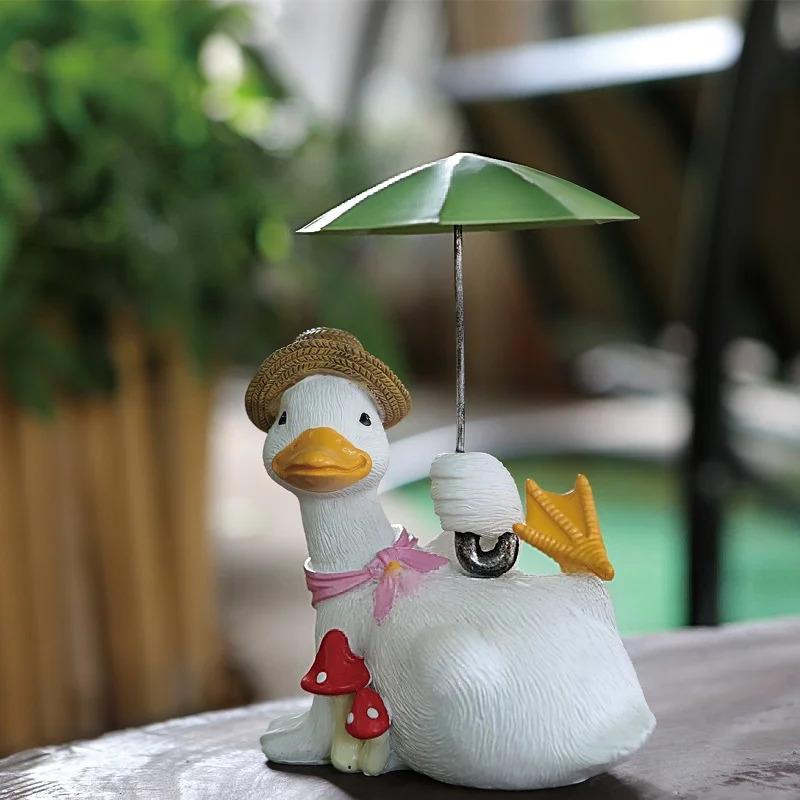 Cute Duck Resin Stand Garden Home Office Decorative Holder As Birthday Festival