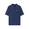 Fashion Simple Pullover Breathable Short Sleeve Polo Shirt Men Tops Navy-Blue L225M167-00DU