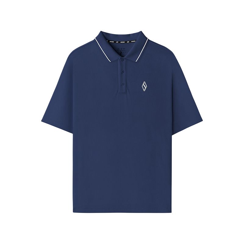 Skechers Fashion Simple Pullover Breathable Short Sleeve Polo Shirt Men tops Navy-Blue L225M167-00DU S