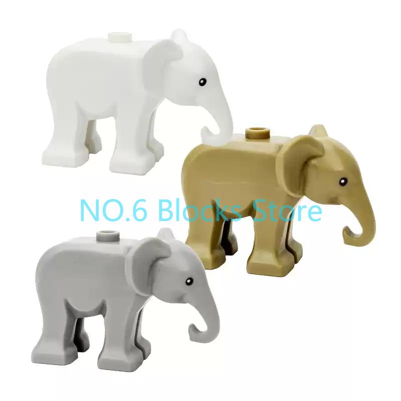 MOC Animal Building Blocks Sheep Dog Wolf Dolphin Pig Whale Elephant Educational Small Particle Zoo Scene Gift DIY Brick Toy S15