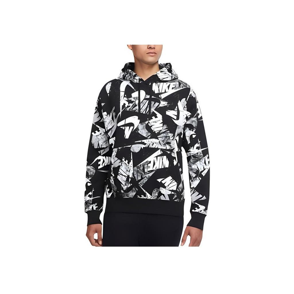 Nike Allover Logo Print Hoodie Sweatshirt Men Tops Black DM6882-010
