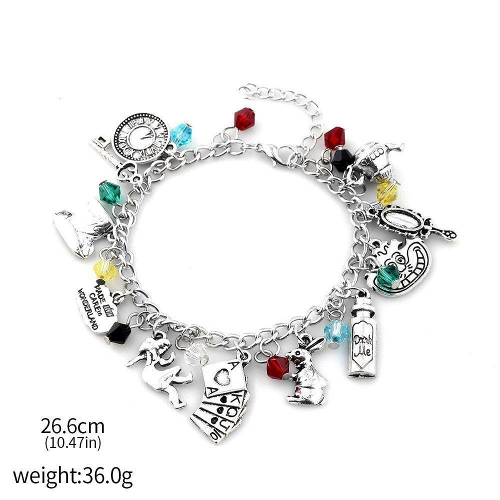 

Anime Movie Alice in Wonderland Bracelet March Hare Rabbit The Red Queen Cosplay Props Charm Bracelet Women Men Gift Accessories