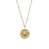 European & American Retro Sun Ray Small Round Pendant Necklace - Women's Simple Stainless Steel Clavicle Chain