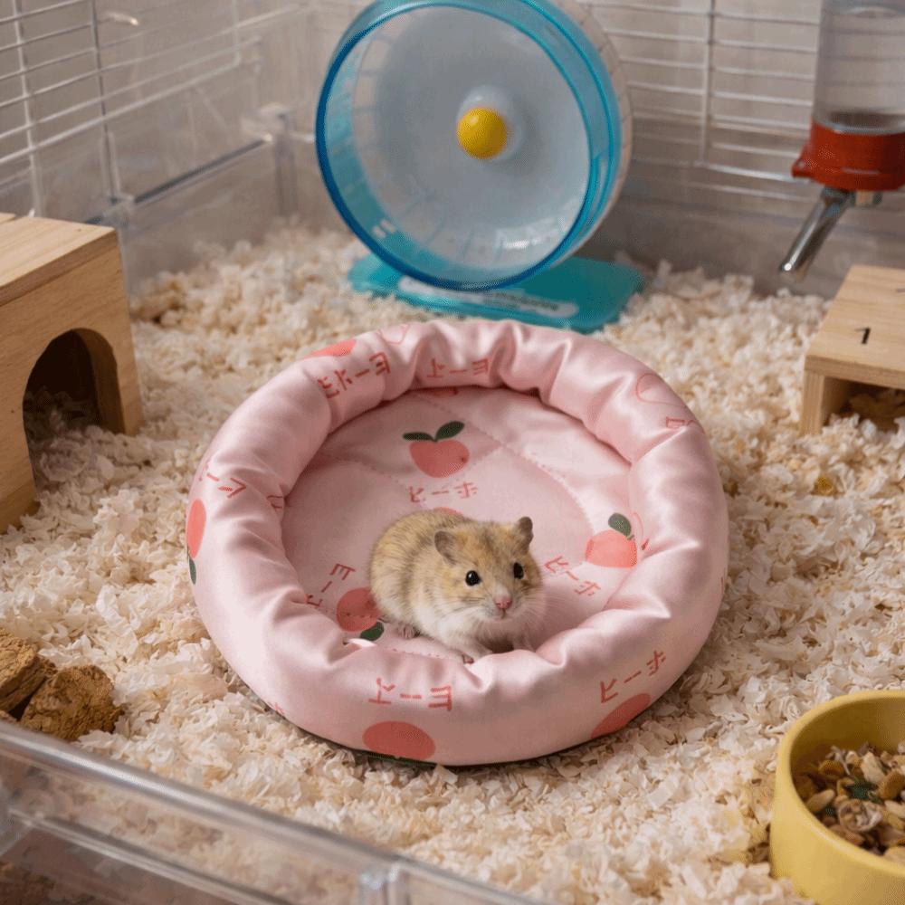 Round Hamster Nest Mat Ice Silk Pad Cooling Hamster Bed Guinea Pig Bed  Pet Habitat