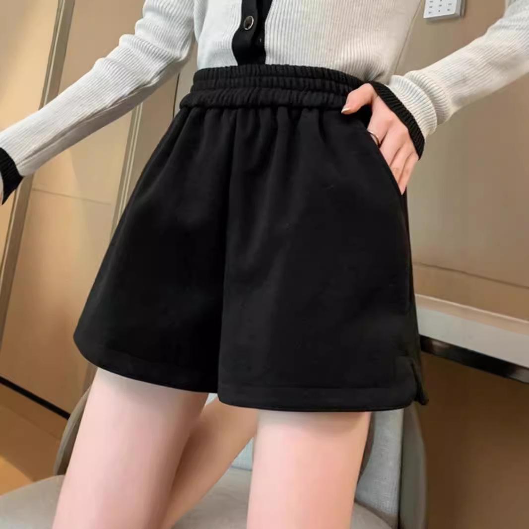 

Женские эластичные шерстяные шорты с высокой посадкой - Осень/Зима 2024 А-силуэта с широкими штанинами и шорты-бути. 4XL [Recommended 159-170 lbs]