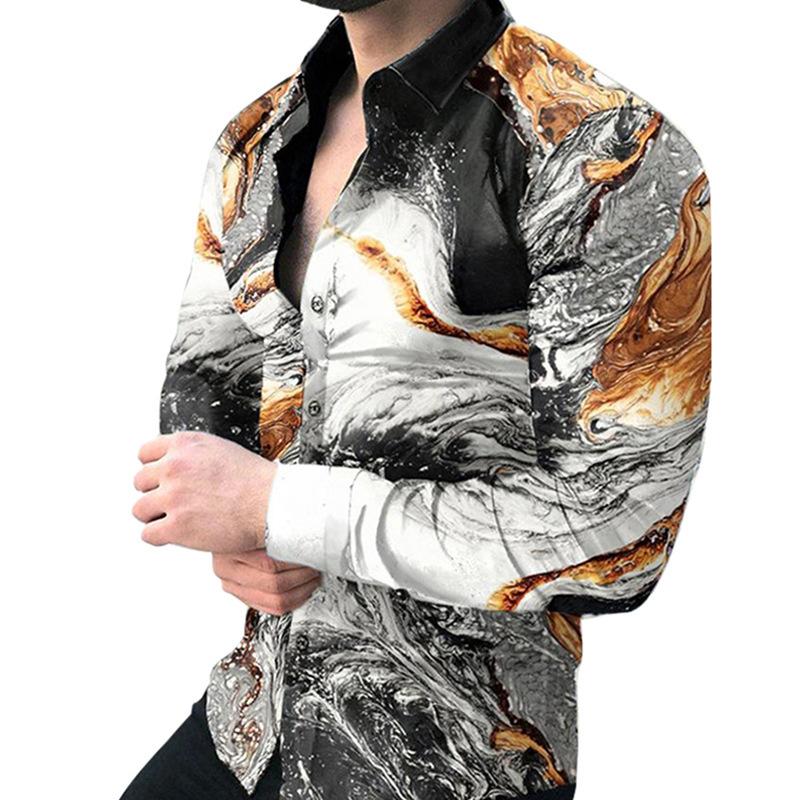 Eagle Graphic Long Sleeve Shirt, Trendy Casual Button-Up