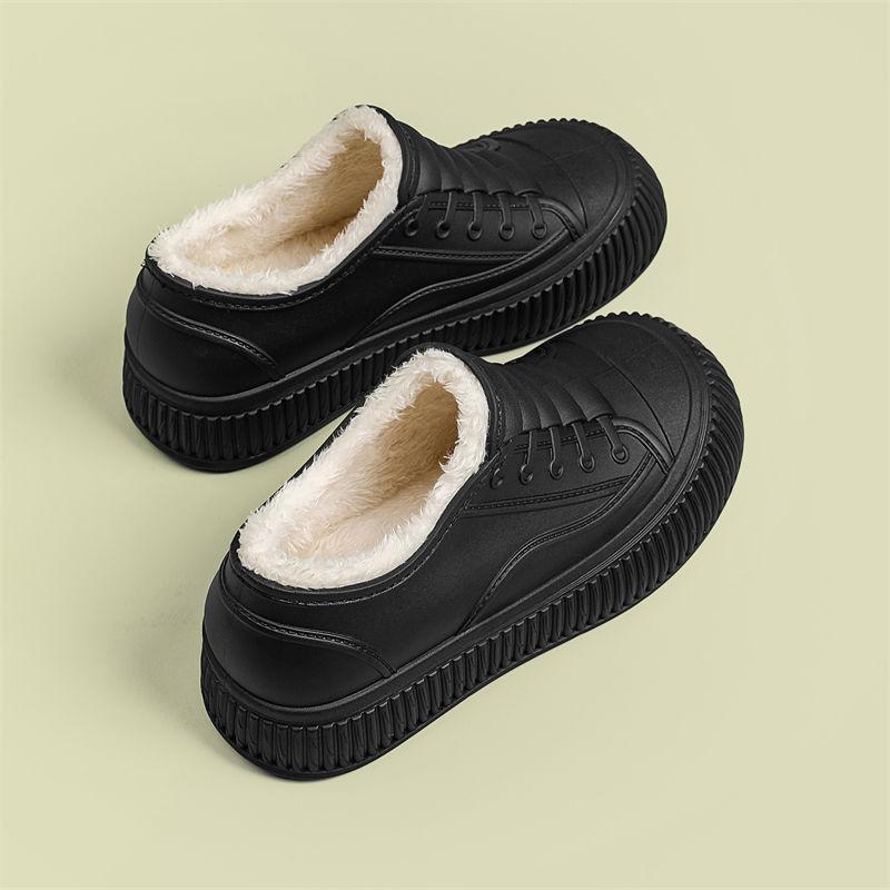 Fashionable Women's Shoes with Height Increase Inside Low Cut Rain Shoes Rubber Shoes Lightweight Wear-resistant, and Plush Warm Flat Low Water Shoes