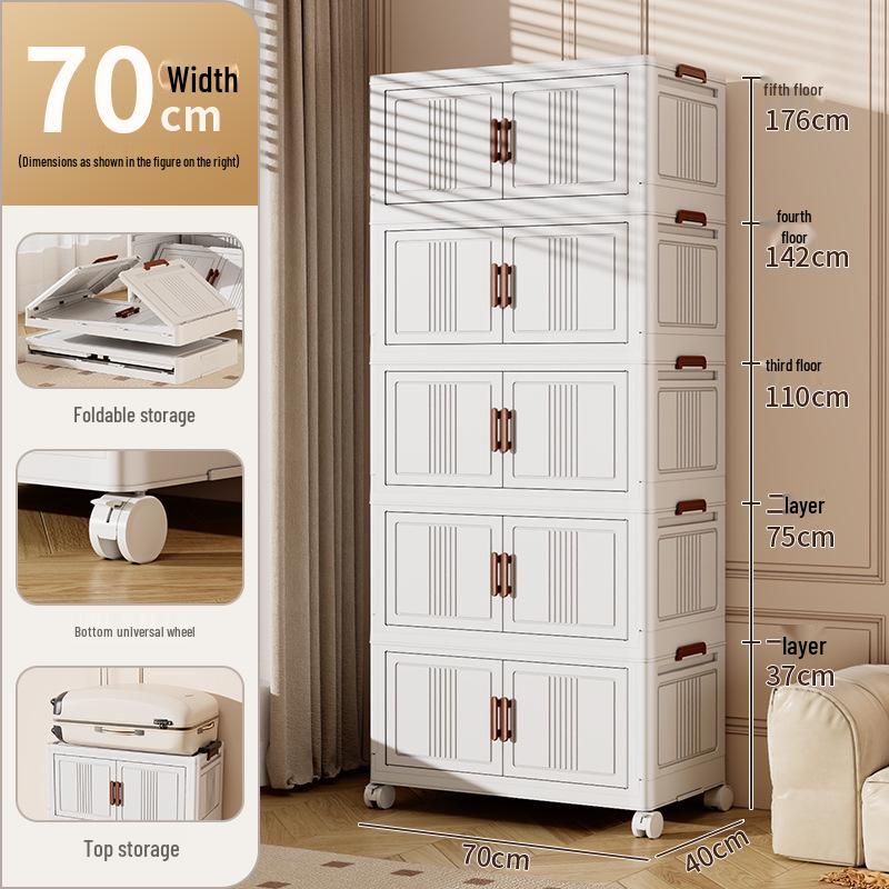 Movable Bedroom & Living Room Storage Cabinet: Folding Wardrobe & Plastic Organizer Shelving Unit