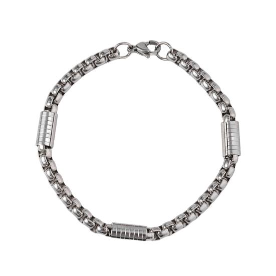 Men Bracelet Thick Hollow Chain with Lobster Clip Solid Color Polished Stainless Steel Punk Twisted Chain Street Club Party Jewelry