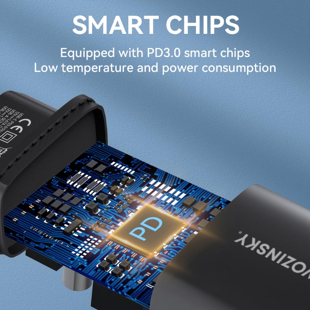 Wozinsky WGWCB 20W Dual-Port Wall Charger - USB-A & USB-C, Black