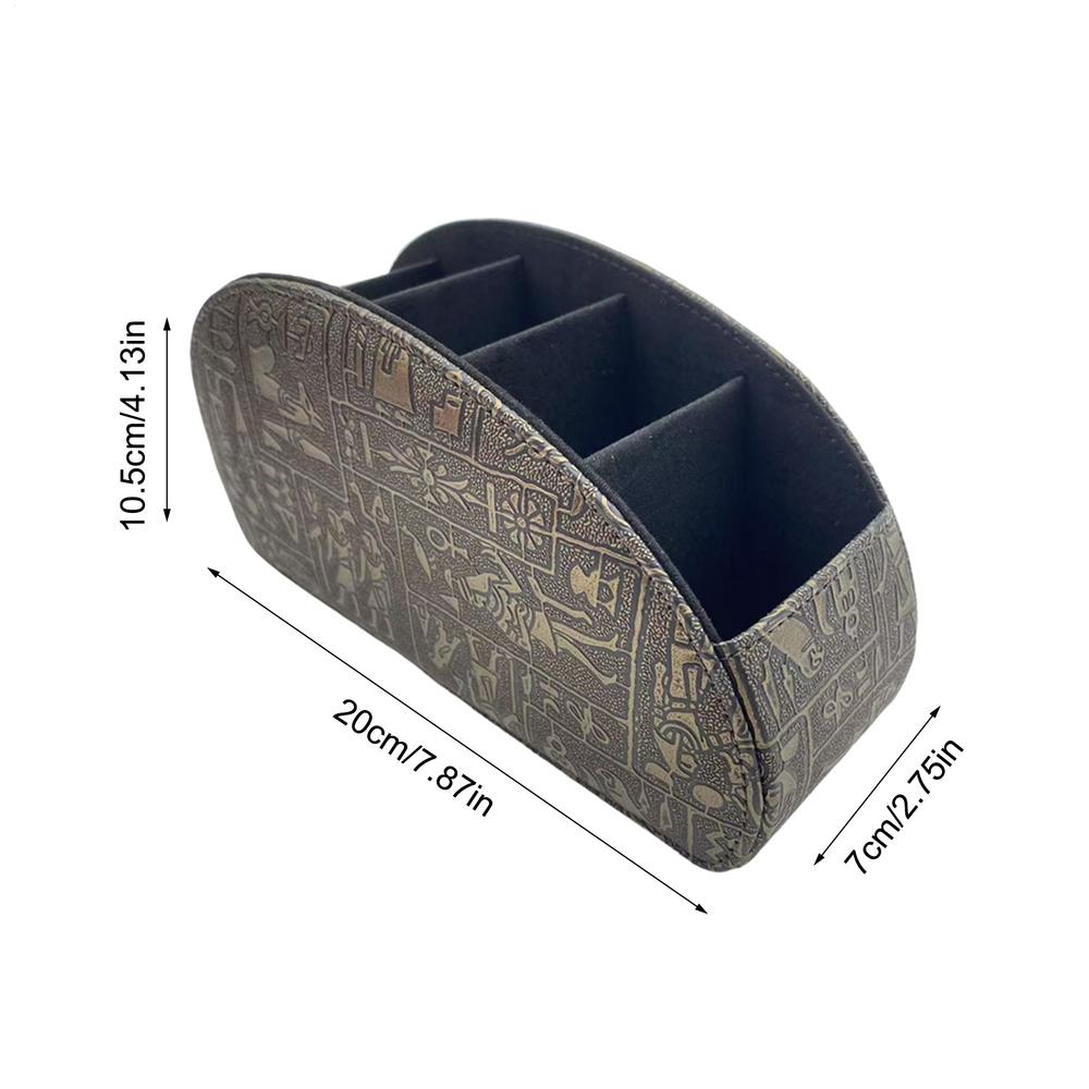 

Remote Control Holder PU Leather 5 Compartments Bedside Desk Storage Organizer Remote Organizer for Media Player Heater