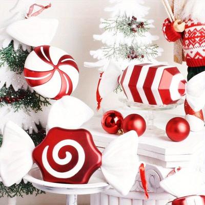 Christmas Pendants, Christmas Decorations, Stage Bars, Props, Decorations, Red and White Painted Christmas Candy Pendants