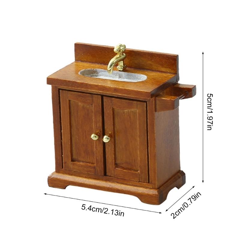 Kitchen Sink Cabinet Miniature Furniture Model Accessories Role Play Furnishings Set for Kitchen Doll House