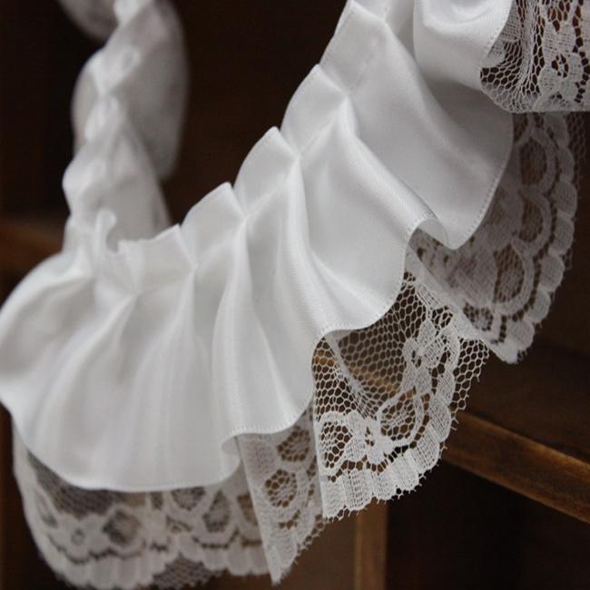 4 метра шириной 6 см высококачественный односторонний полиэстер с шелковым кружевом белое — фото 3