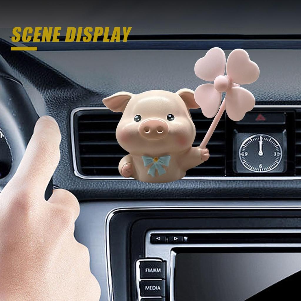 Cute Pig Car Vent Clip, Rotating Windmill Aroma Outlet Clip, Animal