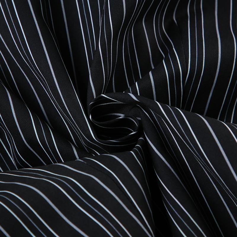 Fashion Chic Black Stripe Women Blouse Slim Long Sleeve Shirt Top Buttons-Up Casual Y2K Cardigan Retro