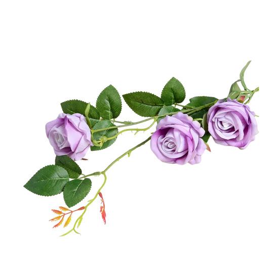Artificial Rose Flower 3 Heads Full Blooming Fake Silk Roses Bouquet with Stem for DIY Vase Home Wedding Party Centerpiece