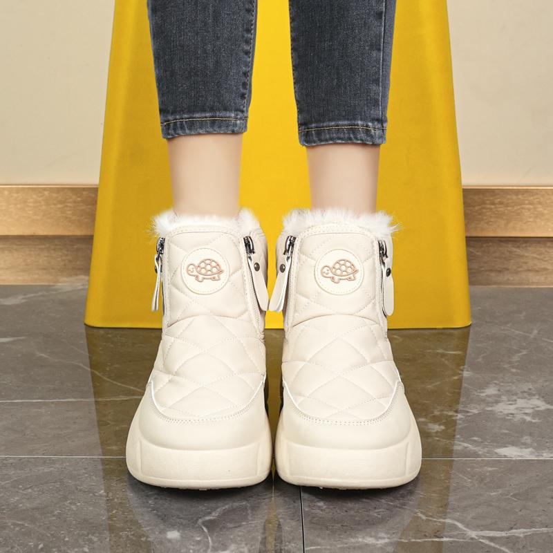 34-42 Winter Women's Large Fashion Plus Velvet Warm Thick Bottom Height Boosting High Top Cotton Shoes Snow Boots Midsole Women's Boots