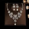 Korean Bridal Necklace & Earrings Set - Rhinestone & Pearl Wedding Accessories