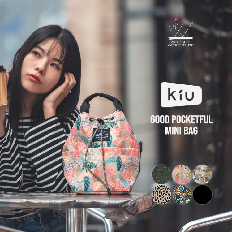 600D POCKETFUL MINI BAG water shoulder leopard [Kiu] Waterproof, repellent, bag, handbag, 2-way, pocket, gusset, stylish, casual, unisex, men's,